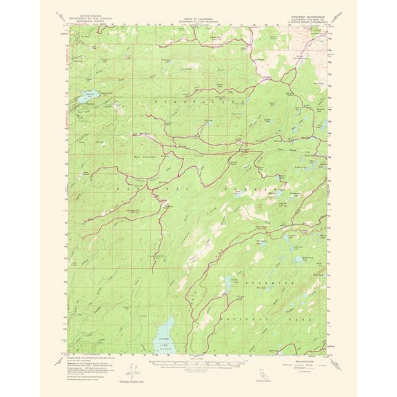 Pinecrest California Quad - USGS 1964 Poster Print by USGS USGS (24 x 36) # CAPI0003