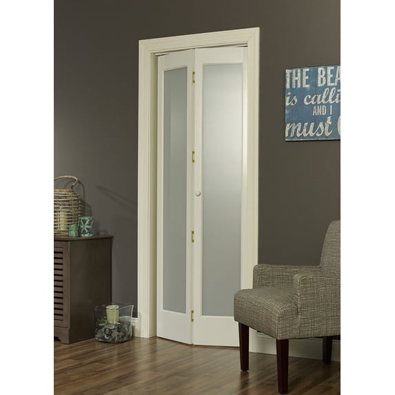 Pinecroft Frosted Full Glass Bifold Door, 30-in. x 80-in., Unfinished