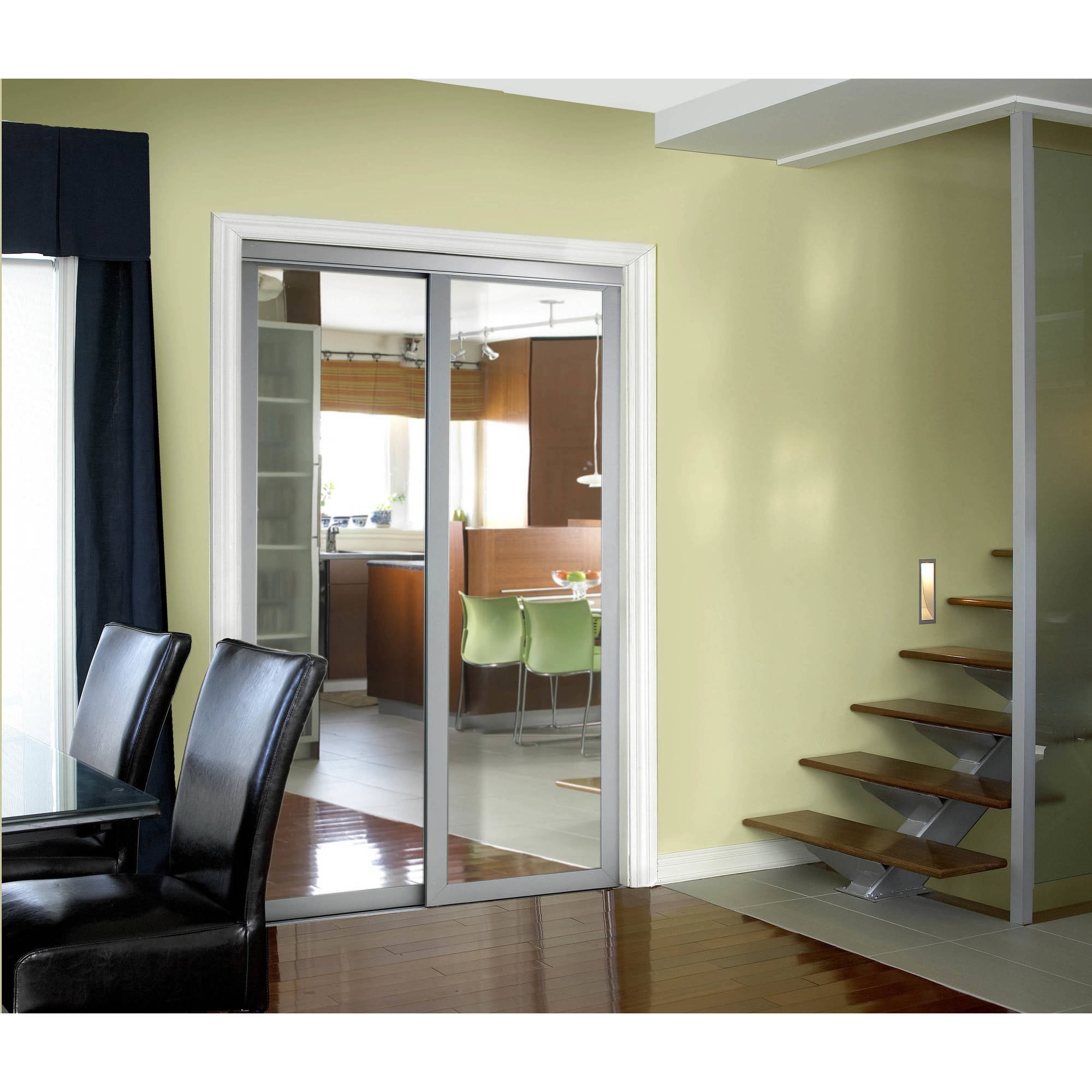 Pinecroft Urban Silver Frame Sliding Mirror Door
