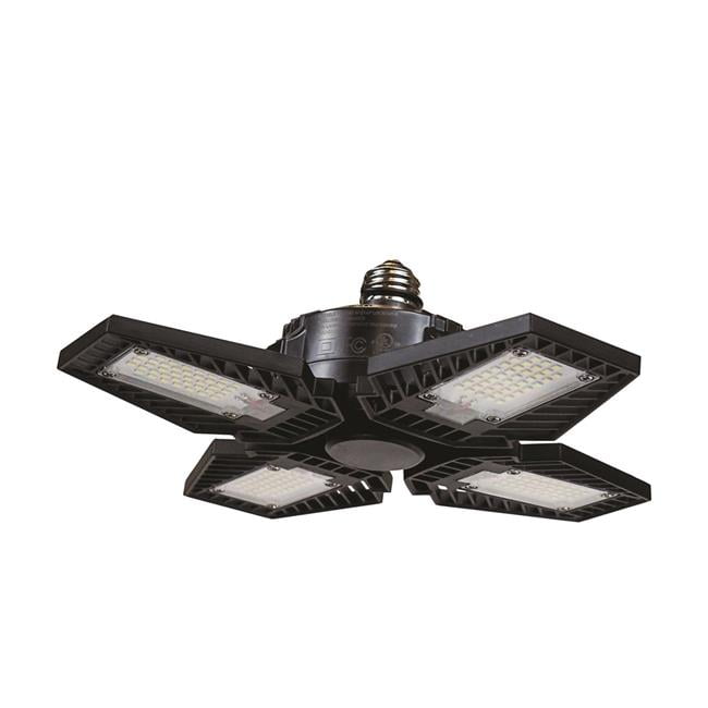 Black Aluminum 4-Panel Adjustable LED Garage Light