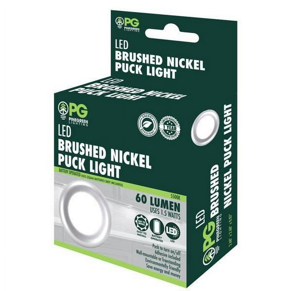 Pinegreen Lighting 60 Lumen LED Puck Light Brushed Nickel