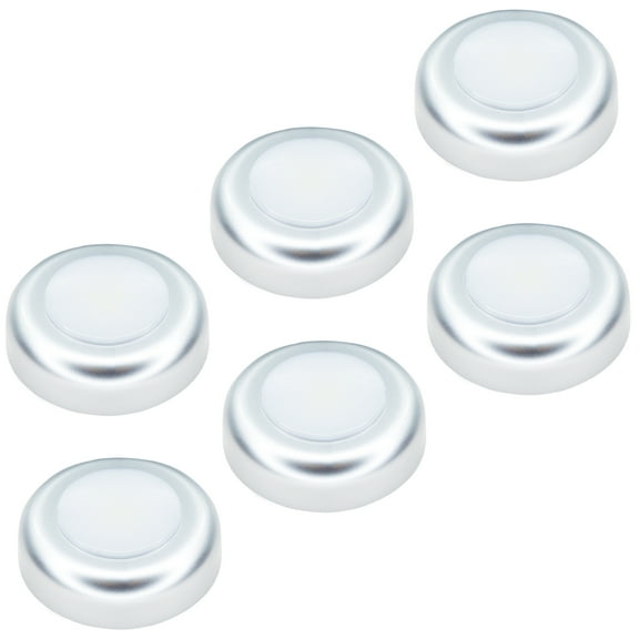 Pinegreen Lighting Battery-Operated Wireless LED Puck Light, Press-Activated Stick on Light for Closets, Cabinets, Counters, Utility Rooms, Pack of 6