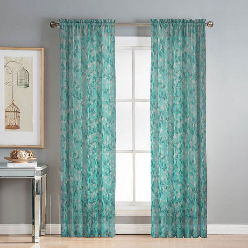 Pinehurst Printed Sheer Extra Wide 54 x 84 in. Rod Pocket Curtain Panel