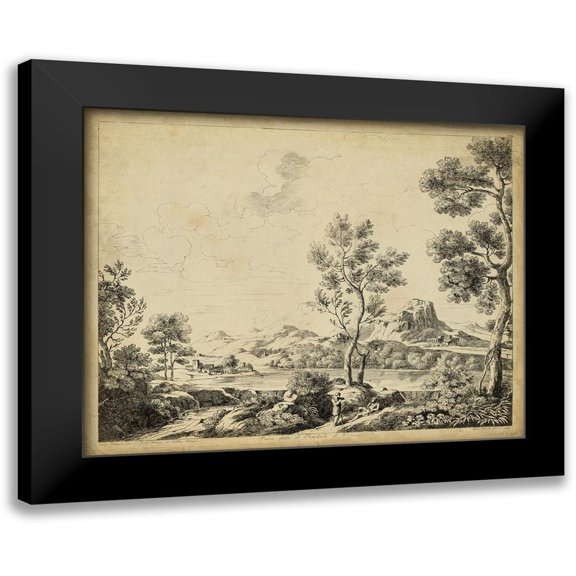 Pinelli, B. 14x12 Black Modern Framed Museum Art Print Titled - Classical Landscape II