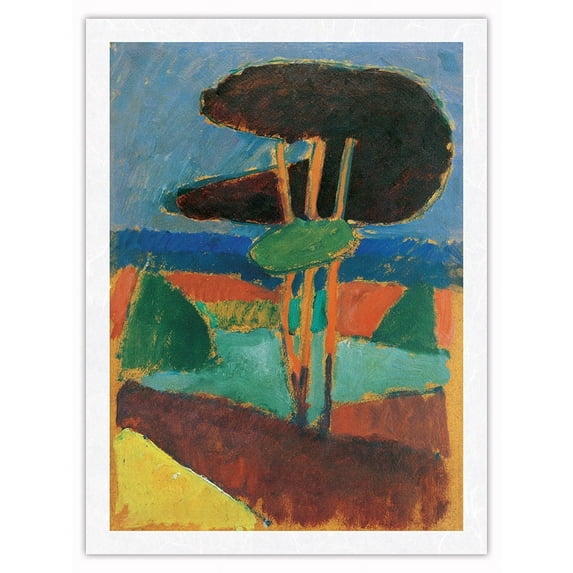 Pines - Vintage Abstract Art by Alexej von Jawlensky c.1911 - Japanese Unryu Rice Paper Art Print 24 x 32 in
