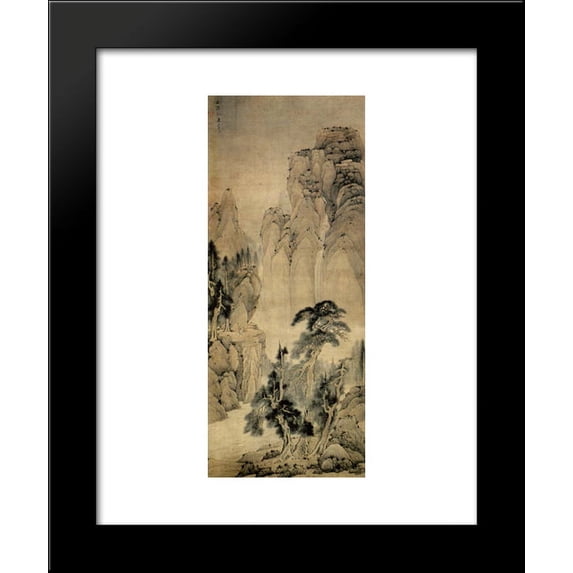 Pines and the Waterfall 20x24 Framed Art Print by Lan Ying