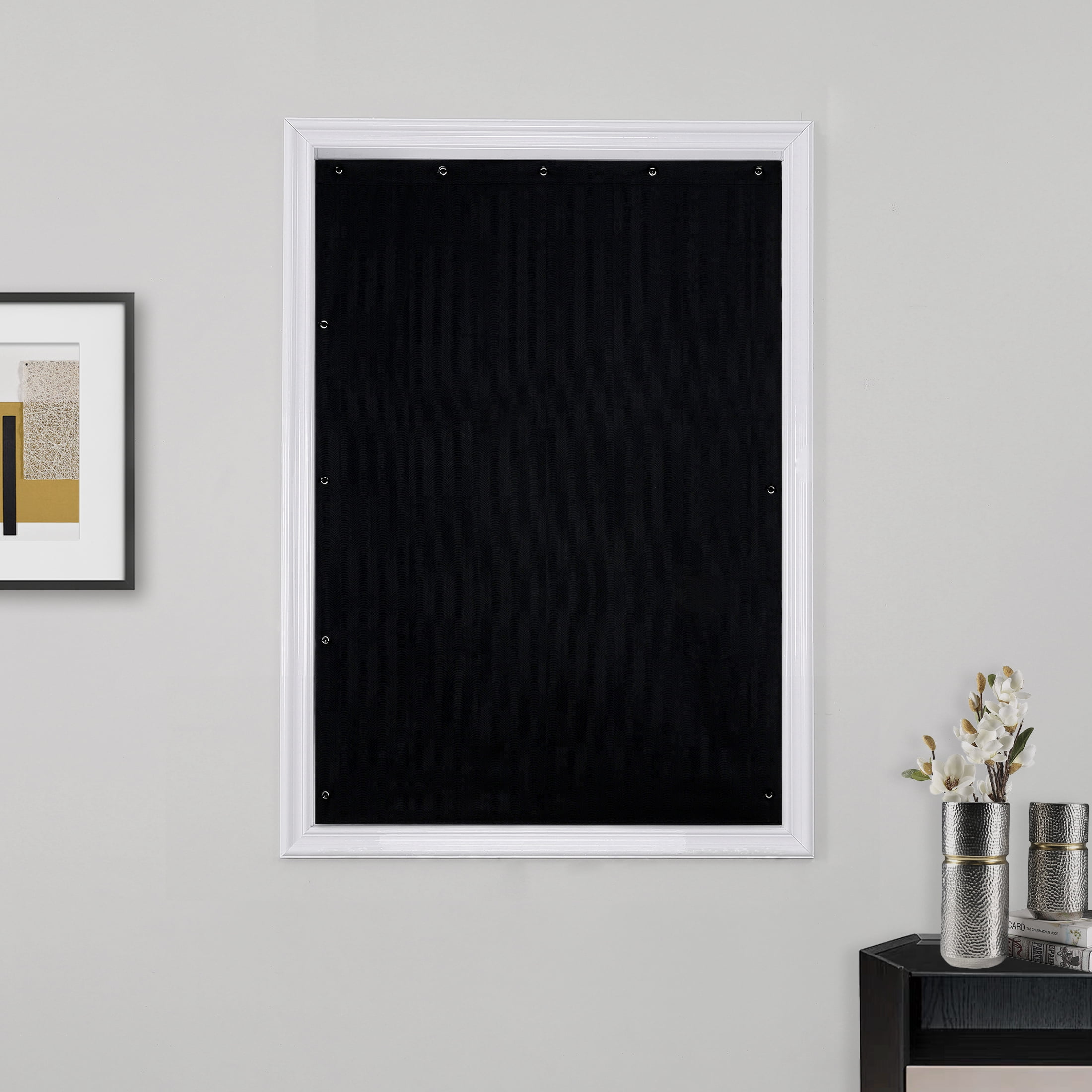 Pinewave Black Travel Blackout Curtain Temporary Portable Geometric