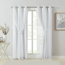 Pinewave Blackout Curtain Panels with Sheer Overlay Mix and Match Double Layer Thermal,Grommet Top,37"Wx84"L,White,2 Panels