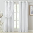 thumbnail image 1 of Pinewave Blackout Curtain with Sheer Overlay Mix and Match Double Layer,Grommet Top,37"Wx63"L,White,2 Panels, 1 of 7