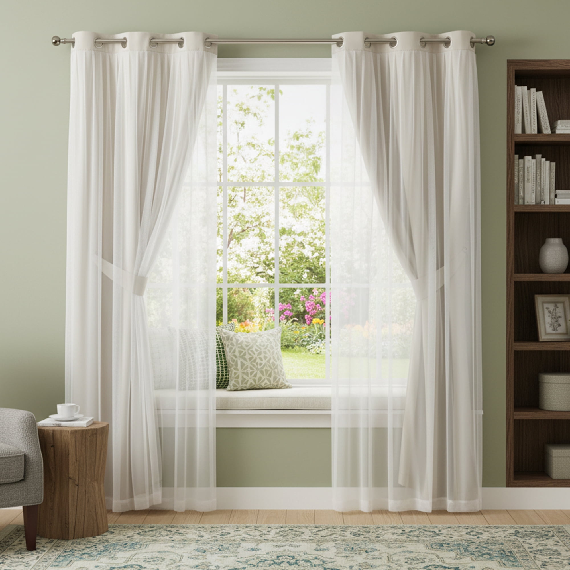 Pinewave Blackout Curtains with Sheer Overlay Mix and Match Double