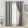 thumbnail image 1 of Pinewave Blackout Curtains with Sheer Overlay Mix and Match Double Layer Window Drapes,Grommet Top,37"Wx95"L,Grey,2 Panels, 1 of 7