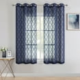 thumbnail image 1 of Pinewave Light Filtering Window Panels for Living Room Moroccan Trellis Tulle Sheer Drapes Grommet Top W38 xL54 x2,Navy, 1 of 5