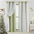 thumbnail image 1 of Pinewave Sage Green Blackout Curtains with Sheer Overlay Mix and Match Double Layer Room Darkening Window Panels 95 inch with Tiebacks Grommet Top 37" Wx2, 1 of 5