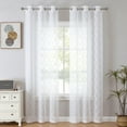 thumbnail image 1 of Pinewave Sheer Curtains 84 inch Geometric Embroidered Light Filtering Window Panels Moroccan Trellis Tulle Grommet Top W38"xL84"x2,White, 1 of 5