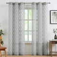 thumbnail image 1 of Pinewave Modern Gray Floral Tab Top Sheer Curtains, 38" x 63" (2 Panels), 1 of 5