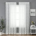 thumbnail image 1 of Pinewave White Sheer Lace Curtains Vintage Floral Window Drapes for Living Room Sets Rod Pocket,54"Wx63"L,2 Panels, 1 of 6