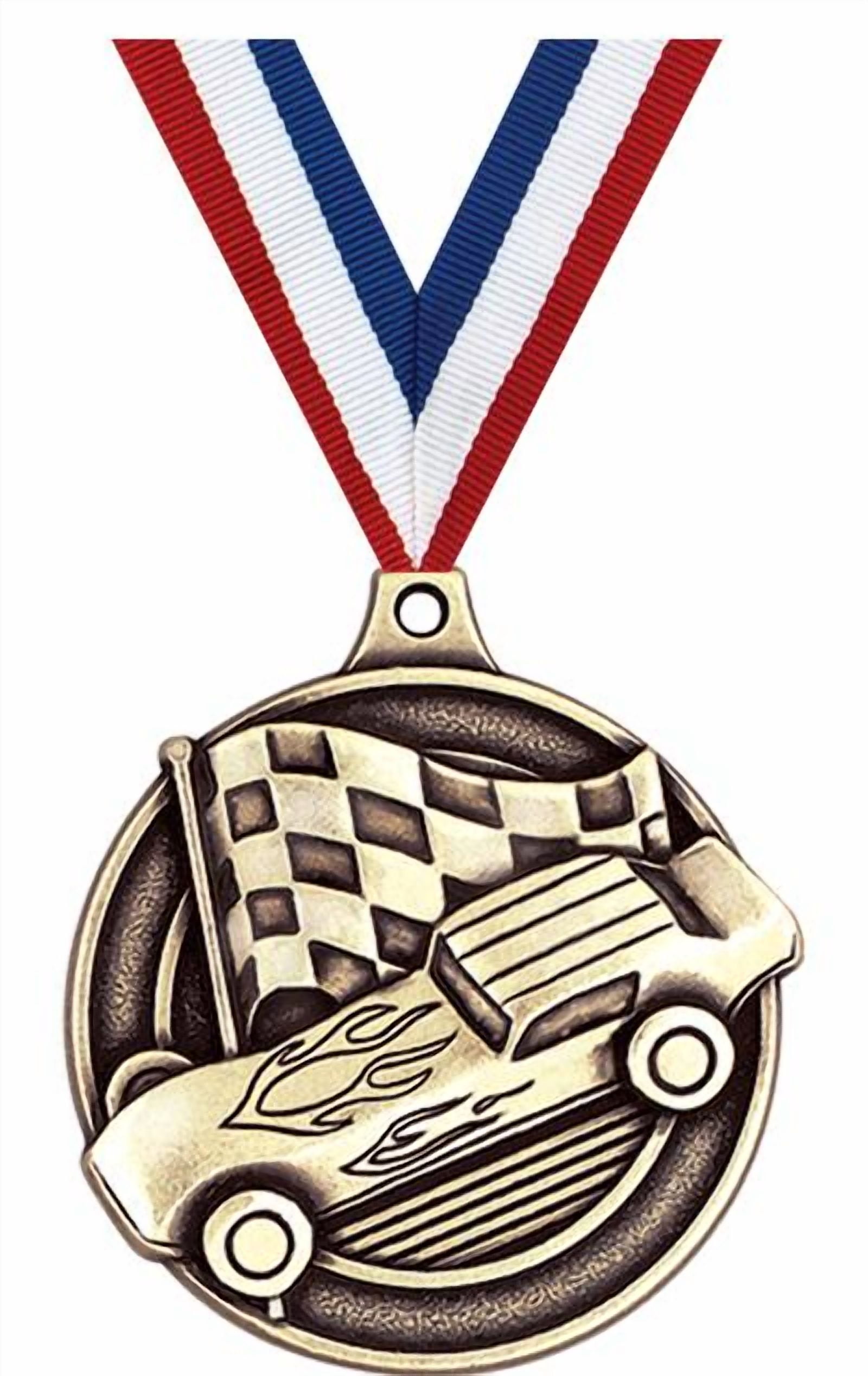 Pinewood Derby Medals, 2" Gold Diecast Pinewood Derby Medal Award 10 Pack