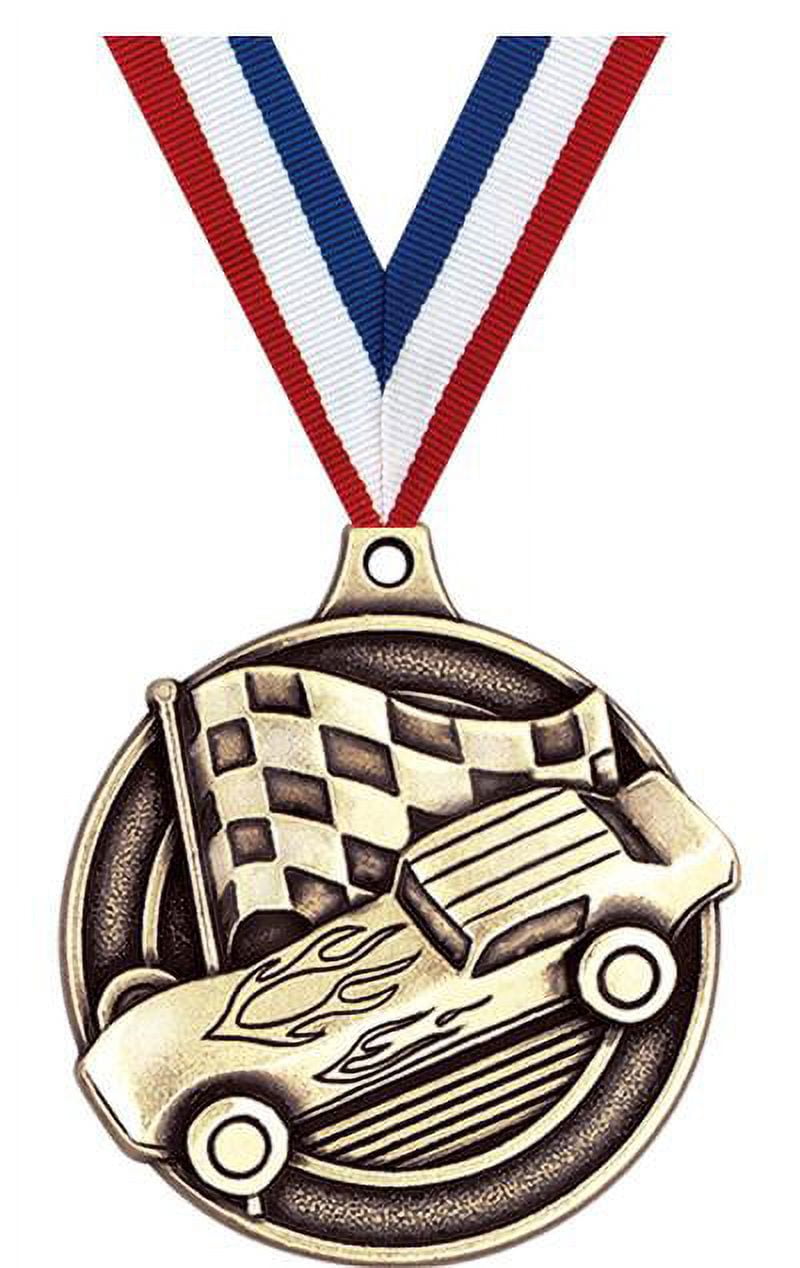 Pinewood Derby Medals, 2" Gold Diecast Pinewood Derby Medal Award 50