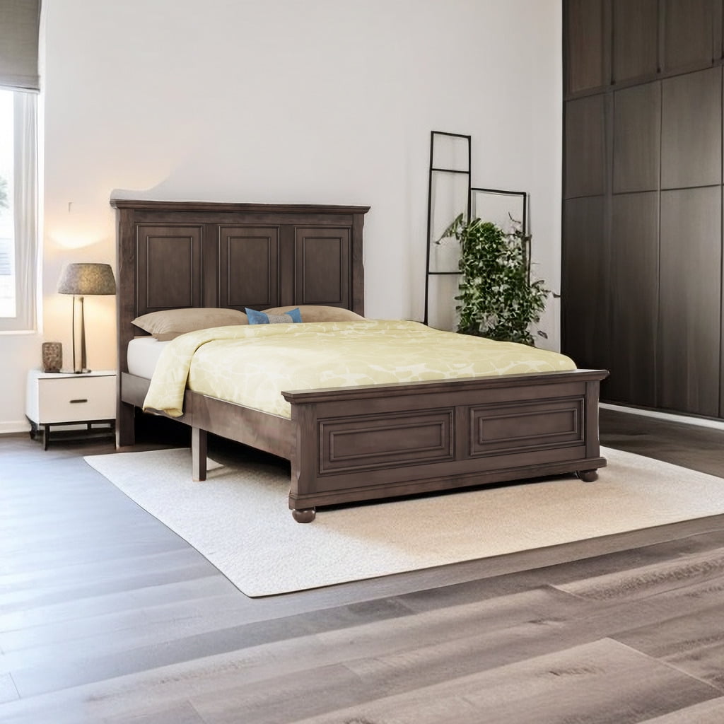 Pinewood Vintage King Bed with Headboard and Footboard, Traditional ...