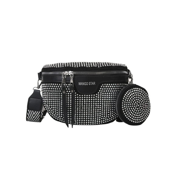 Pinfect Fashion Rhinestone Waist Belt Bag Women Chest Crossbody Pack PU Bling Fanny Pack