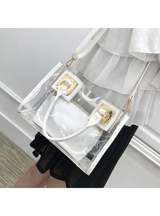 Pinfect Small Square Bag Clear Jelly Chain Tote Handbag Phone