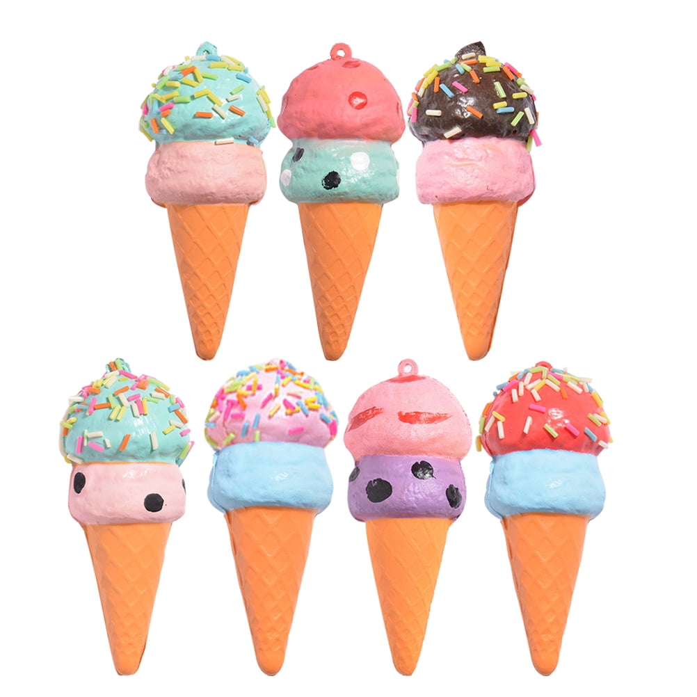 Ping 7pcs Simulation Ice Cream Cone Models Pretend Toy Ice Cream