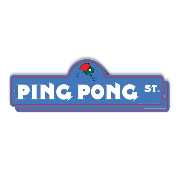 Ping Pong (2 Pack) Plastic Street Sign - 7 Inch X 20 Inch Gift Sports Game Table Paddle Ball Fun Active Recreation Challenge Indoor Play