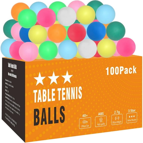 Ping Pong Balls 12 50 or 100 Pack: 3 Star Colored Table Tennis Balls for Outdoor Practice Party Games Cats Toys
