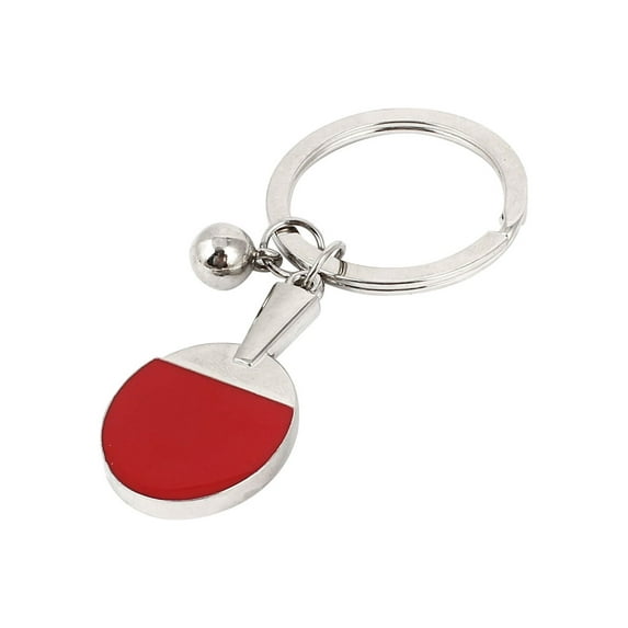 Table Tennis Design Pendant Keychain Keys Ring Holder Decoration Silver Tone