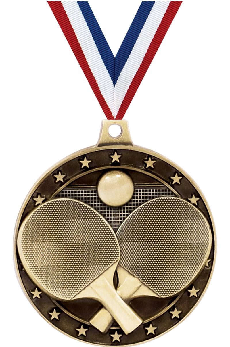 Ping Pong Medals, 2" Gold Diecast Ping Pong Medal Award 5 Pack