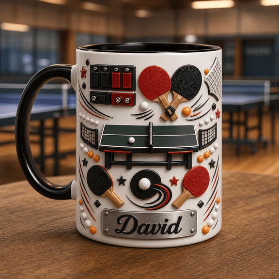 Ping Pong Mug Custom Name Table Tennis Player Gift for Father’s Day