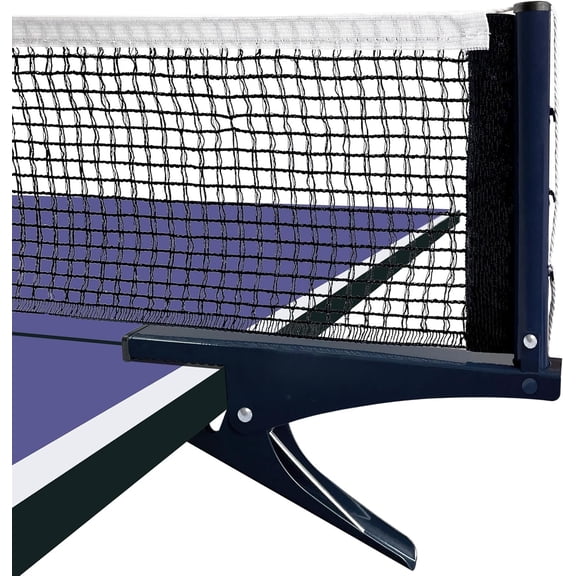 Ping Pong Net with Clamps, Collapsible Table Tennis Net and Set, Spring Activated Clip, Tension Adjustable Mesh, Portable and Easy Setup (Navy)