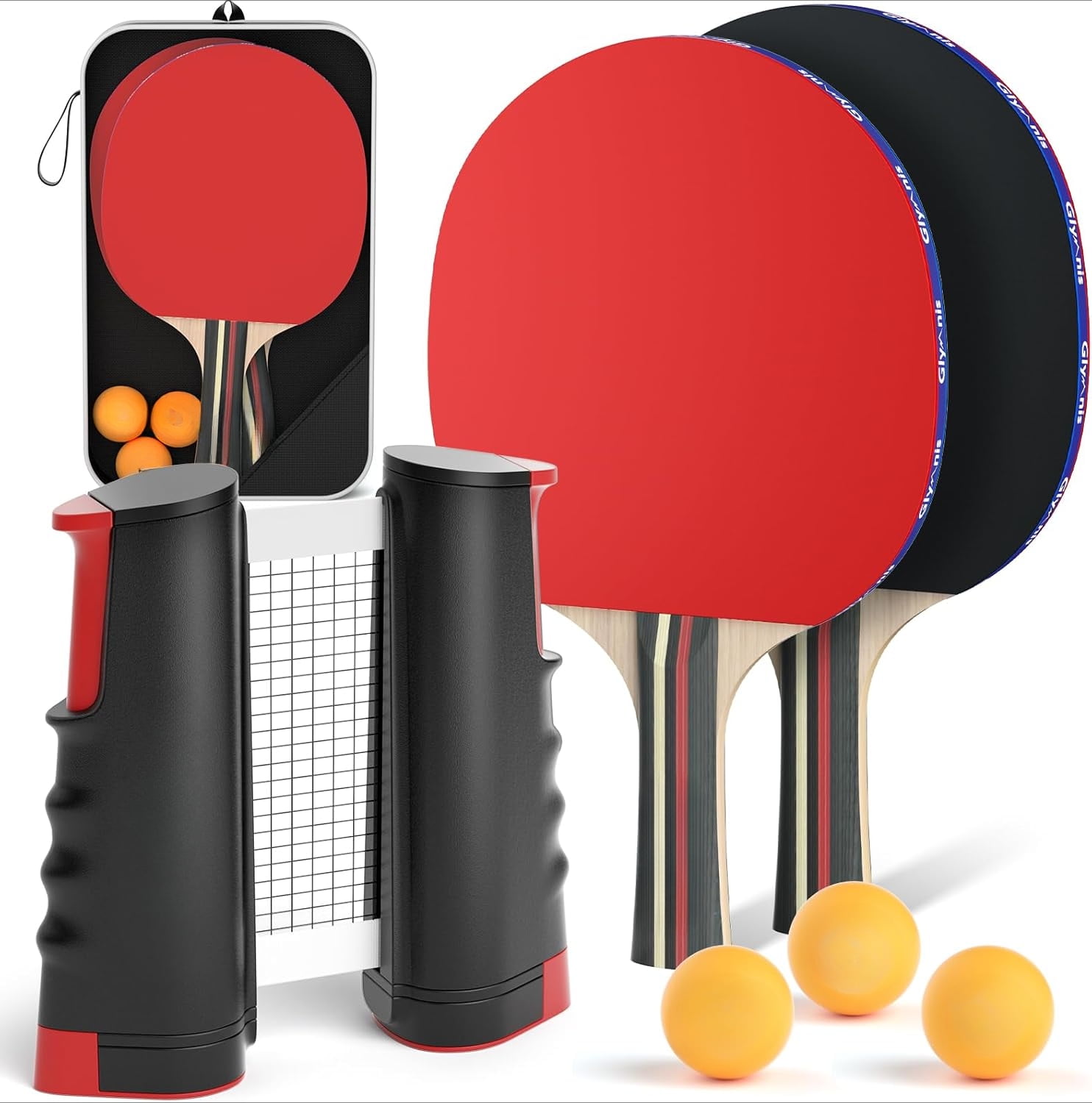 Lostook 4-Piece Ping Pong Set With Pro Paddles, 3-Star Balls & Portable Net - Perfect For Indoor/Outdoor Family Games