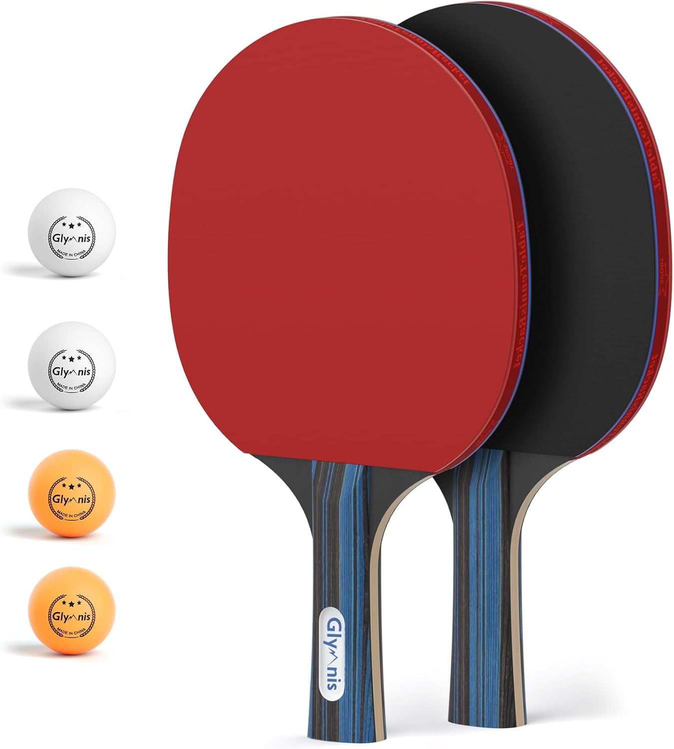 Ping Pong Paddles Set Table Tennis Rackets with Balls, Storage Case for Indoor Outdoor Table Tennis Paddle Game Accessories