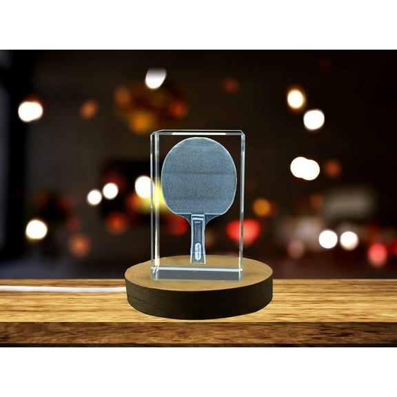 Ping Pong Racket | 3D Engraved Crystal Award for Table Tennis Tournament Winners