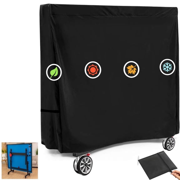 Ping Pong Table Cover Outdoor Waterproof, 600D Indoor Table Tennis Cover Fits Universal 9x5 FT Folding Tables, Sunscreen Heavy-Duty Folding Table Tennis Table Cover