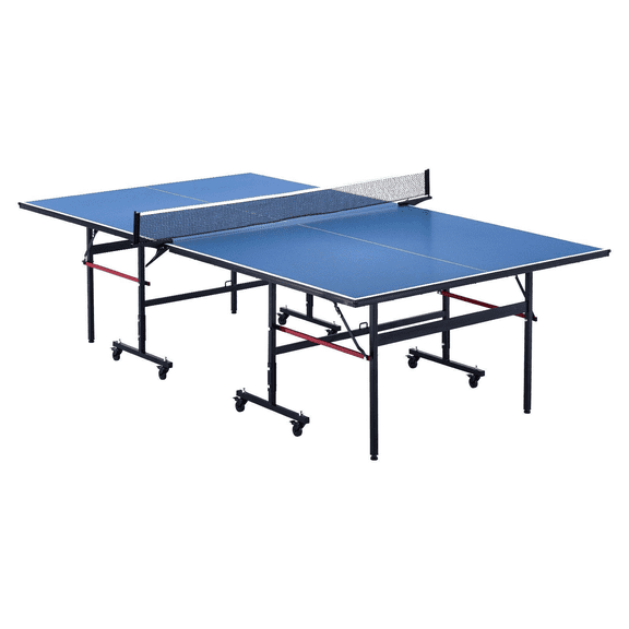 Ping Pong Table, Professional Table Tennis Game, Indoor MDF Foldable Table, Portable with Net & Wheels, 12mm Tabletop, Quick Assembly