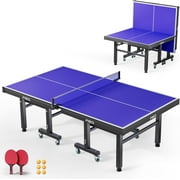 Ping Pong Table, 16mm Thick Tabletop Professional Ping Pong Table with Quick Clamp Net and ping Pong Paddle, Tournament Quality, 10 Minute Easy Assembly, Weatherproof Indoor & Outdoor