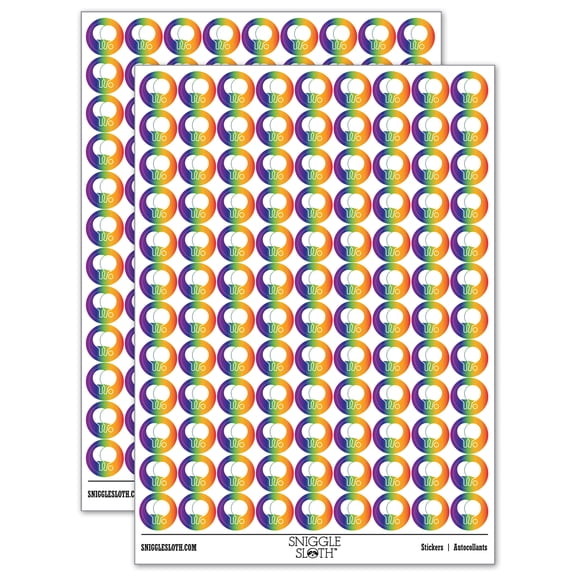 Ping Pong Table Tennis Paddles and Ball 200+ Round Stickers - Rainbow - Matte Finish - 0.50" Size