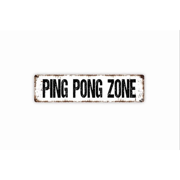 Ping Pong Zone Sign - Play Paddle Ball Net Table Tennis Arcade Game Room Rustic Street Metal Aluminum Sign or Door Name Plate Plaque - Size: 16 x 4 Inches