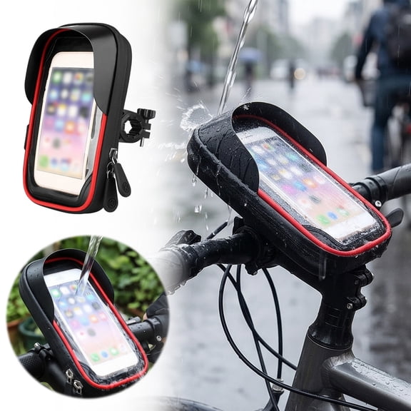 PingLi Waterproof Bike Phone Mount, Universal Handlebar Mount for Motorcycles and Cycling Protect Your Phone When Riding in the Rain