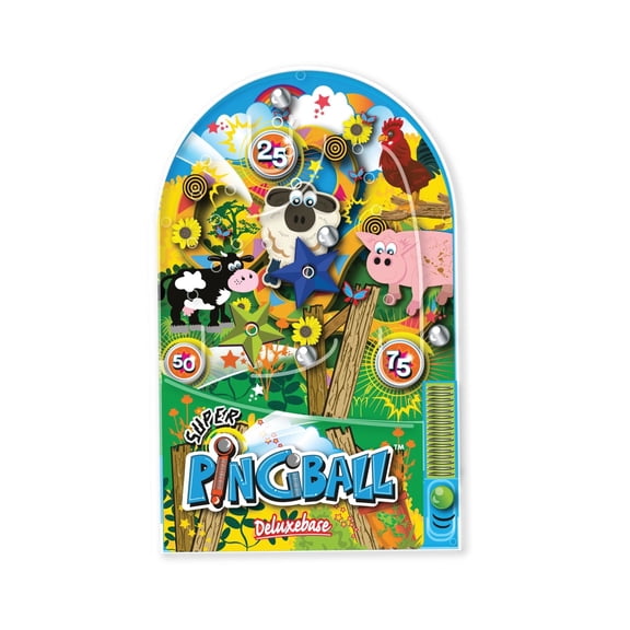 Pingball - Farm by Deluxebase, Retro Handheld Mini Pinball Toy and Travel Game for Kids, No Batteries Needed, Farm Animal Party Favor and Gift