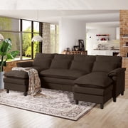 Pingliang Home Oversized U Shaped Couch,4 Seat Sectional Sofa with 4 Pillows,Upholstered Symmetrical Cloud Couch with Double Chaise,Wrap Around Sofa Modular sof