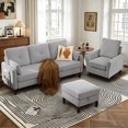 thumbnail image 1 of Pingliang Home 3 Piece Sofa Set, Living Room Furniture Set, Convertible L Shaped Couch Sectional Sofa with Storage Ottoman and Accent Chair,Modern Linen 3 Seat Couch & Single Chair, 1 of 8