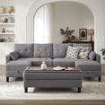 thumbnail image 1 of Pingliang Home 101" Convertible Sectional Sofa with Ottoman Coffee Table,U Shaped 4 Seat Sofa Couch with Storage Pockets,Modern Linen Sofa Bed with 3 Ottoman for Living Room Apartment Office Studio, 1 of 12