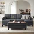 thumbnail image 1 of Pingliang Home 101" Convertible Sectional Sofa with Ottoman Coffee Table,U Shaped 4 Seat Sofa Couch with Storage Pockets,Modern Linen Sofa Bed with 3 Ottoman for Living Room Apartment Office Studio, 1 of 12
