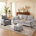 thumbnail image 1 of Pingliang Home Living Room Furniture Set,Sectional Sofa and Accent Chair,3 Seat L Shaped Couch with Reversible Storage Ottoman and Armchair, for Living Room Office Apartment Studio, 1 of 9