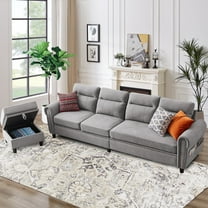 Convertible Sectional Sofa Couch with Reversible Ottoman, Modern L Shaped 4 Seat Sofa with Storage Ottoman and Side Pockets for Living Room Office Studio Apartment