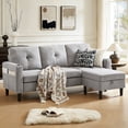 thumbnail image 1 of Pingliang Home Sectional Sofa with Storage Ottoman, Modern Couch with Footstool and Side Pockets and 2 Cup Holders,3 Seat L Shaped Couches for Living Room Apartment Office Studio, 1 of 11