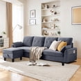 thumbnail image 1 of Pingliang Home Convertible Sectional Sofa with Storage Ottoman and Side Storage Pockets,Modern 4 Seat L Shaped Couch with 19.3" Seat Depth for Living Room Office Apartment Studio,Light Gray, 1 of 14